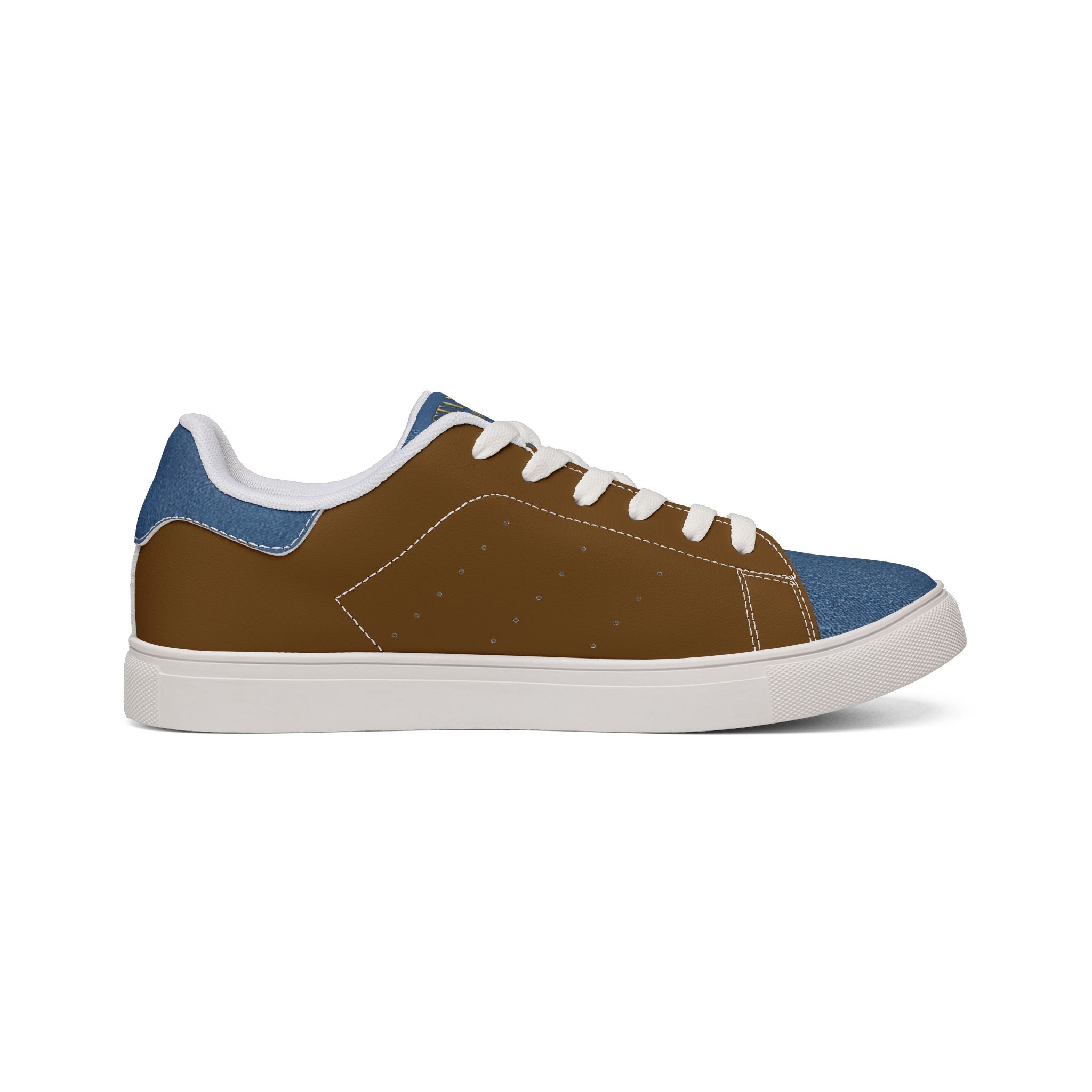 Standing On Buisness Leather Low-Top Sneakers — Brown & Denim Casual Women’s Shoes