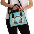 Music Headphones Shoulder Handbag — Retro Teal & Orange Tote for Music Lovers