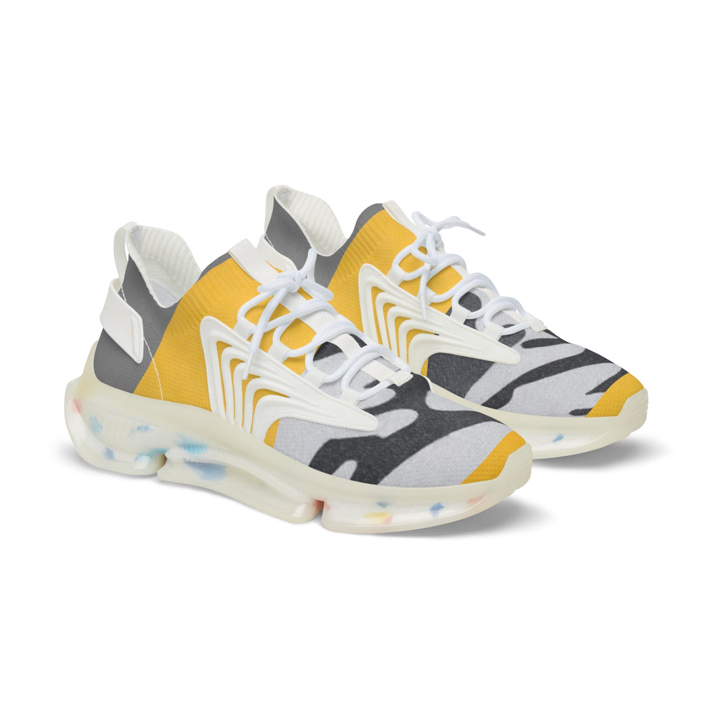Men's Camo Yellow Mesh Sneakers – Lightweight Athletic Casual Shoes
