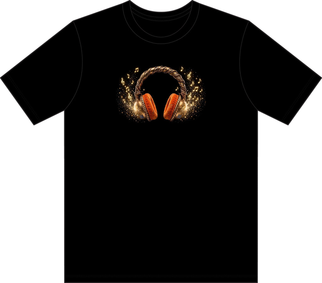 Headphone Art T-Shirt — Gold Rope Headset Graphic