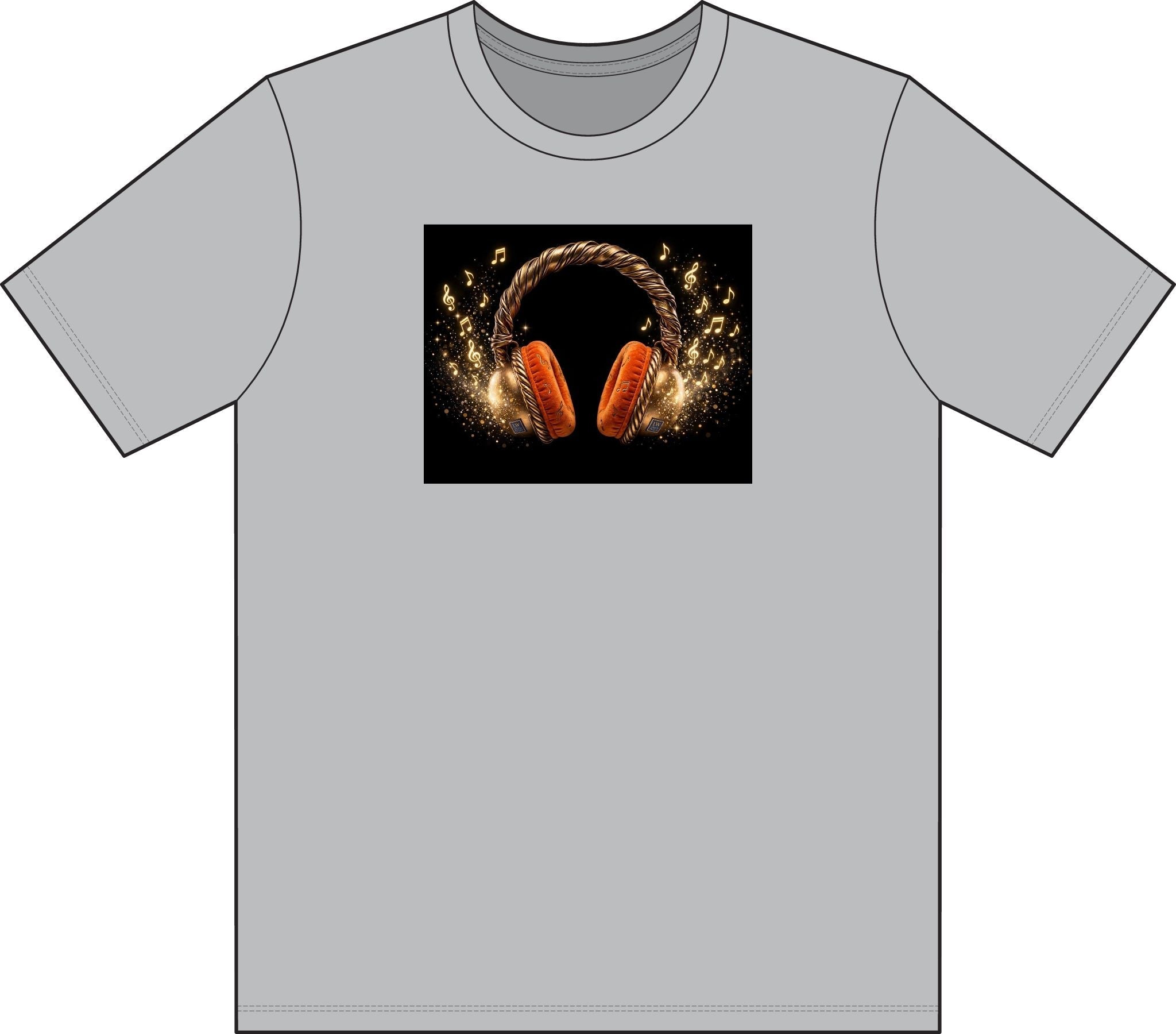 Headphone Art T-Shirt — Gold Rope Headset Graphic