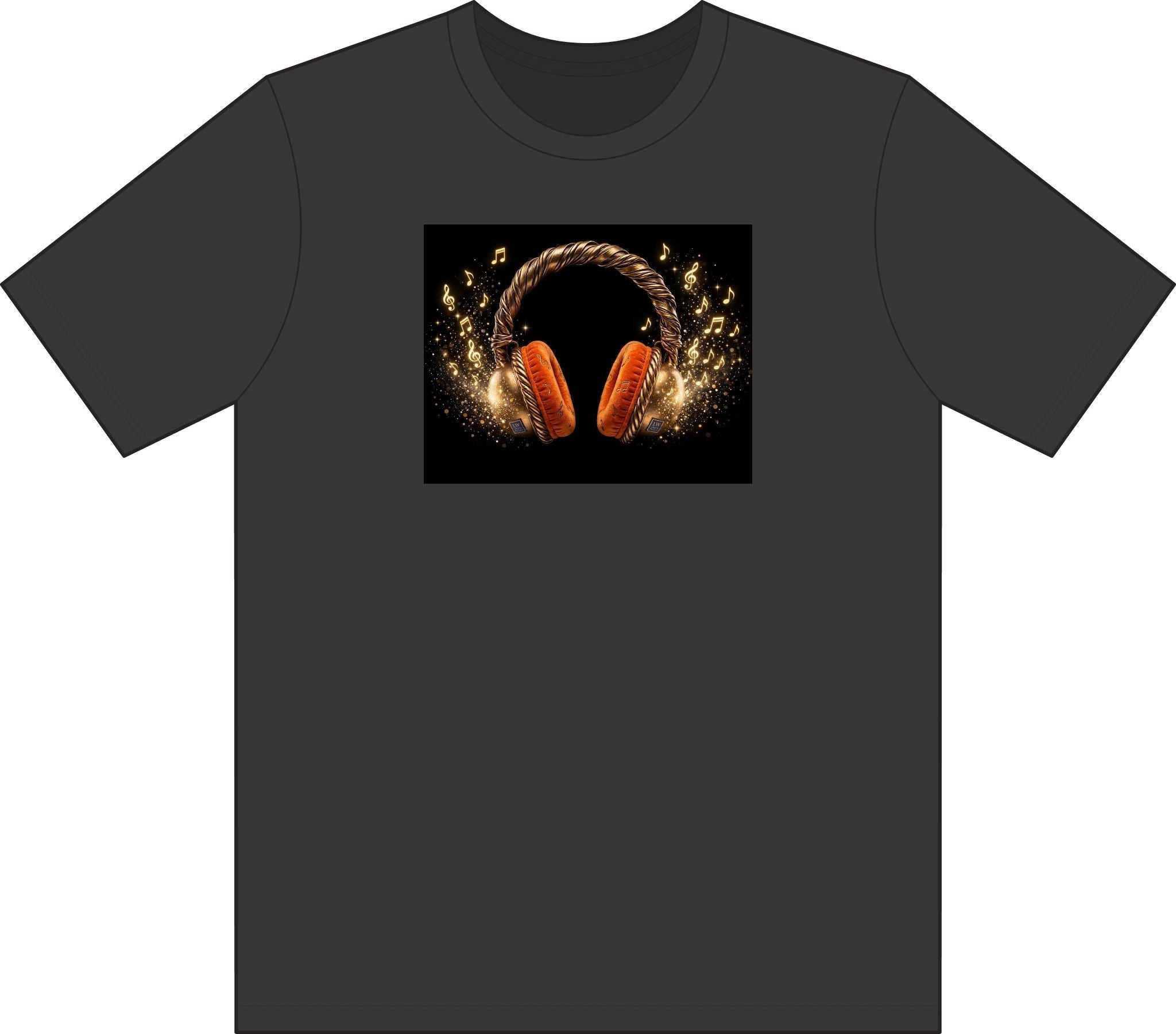 Headphone Art T-Shirt — Gold Rope Headset Graphic