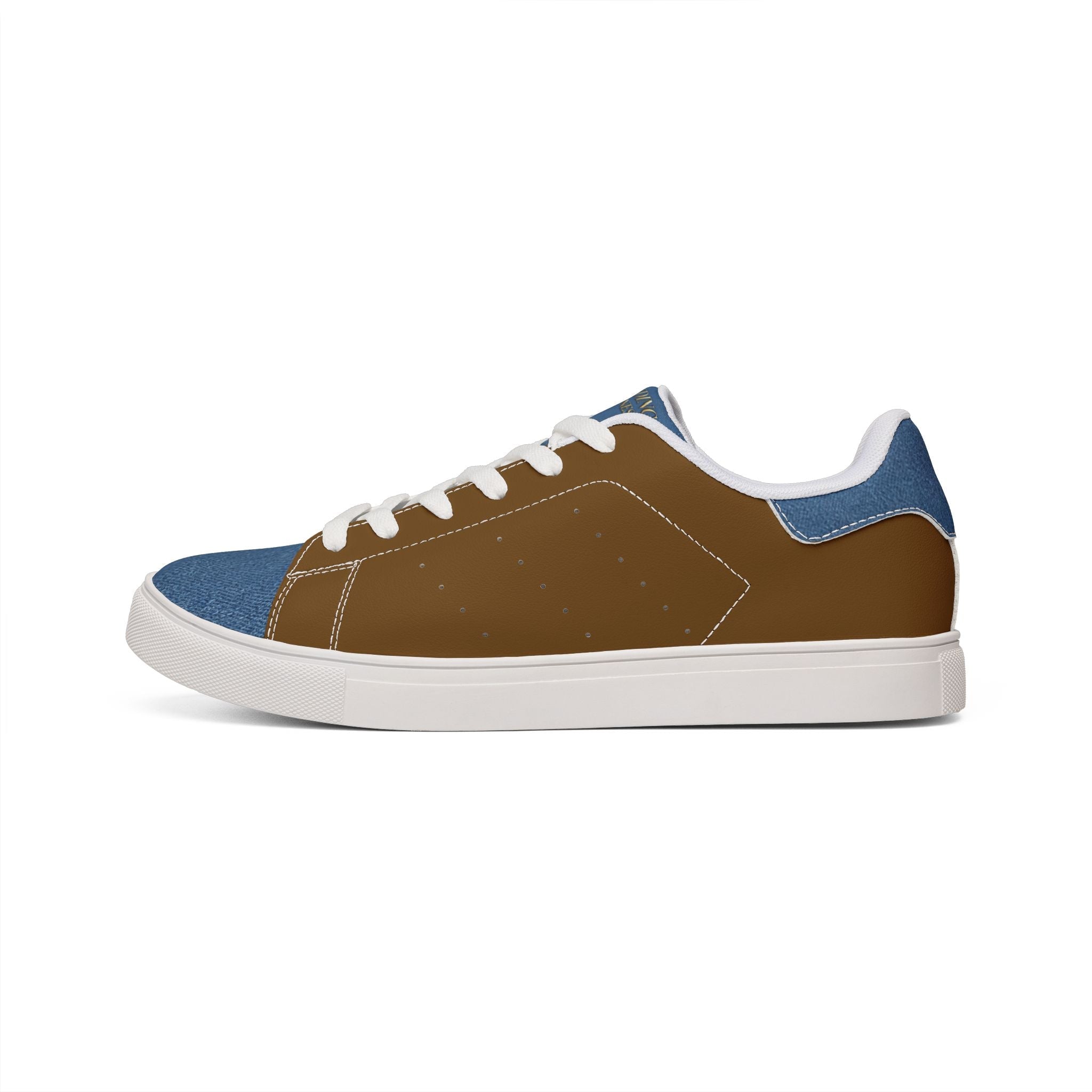 Standing On Buisness Leather Low-Top Sneakers — Brown & Denim Casual Women’s Shoes