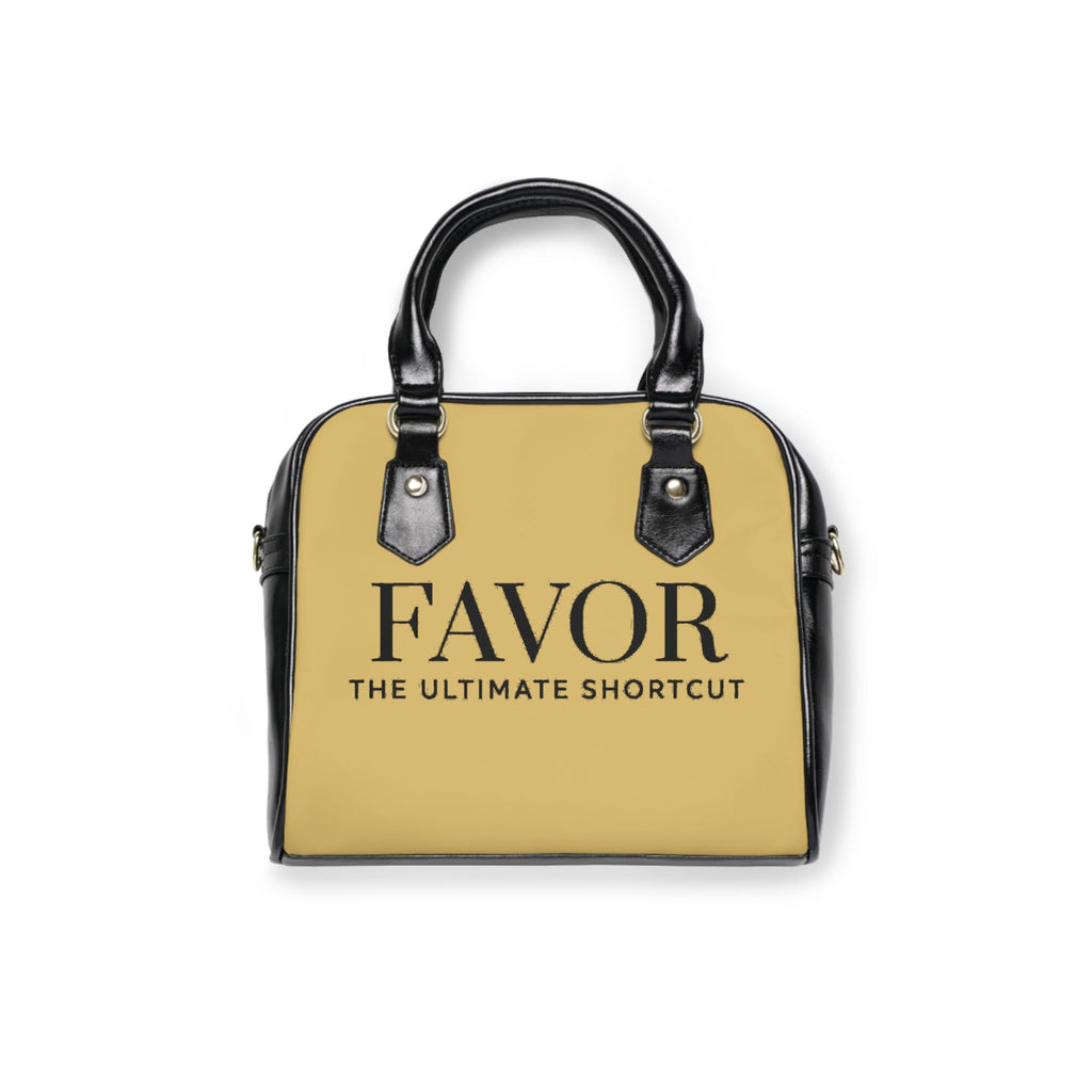 “ Favor The Ultimate Shortcut “ Classic Black & Gold Shoulder Handbag – Elegant Everyday Tote
