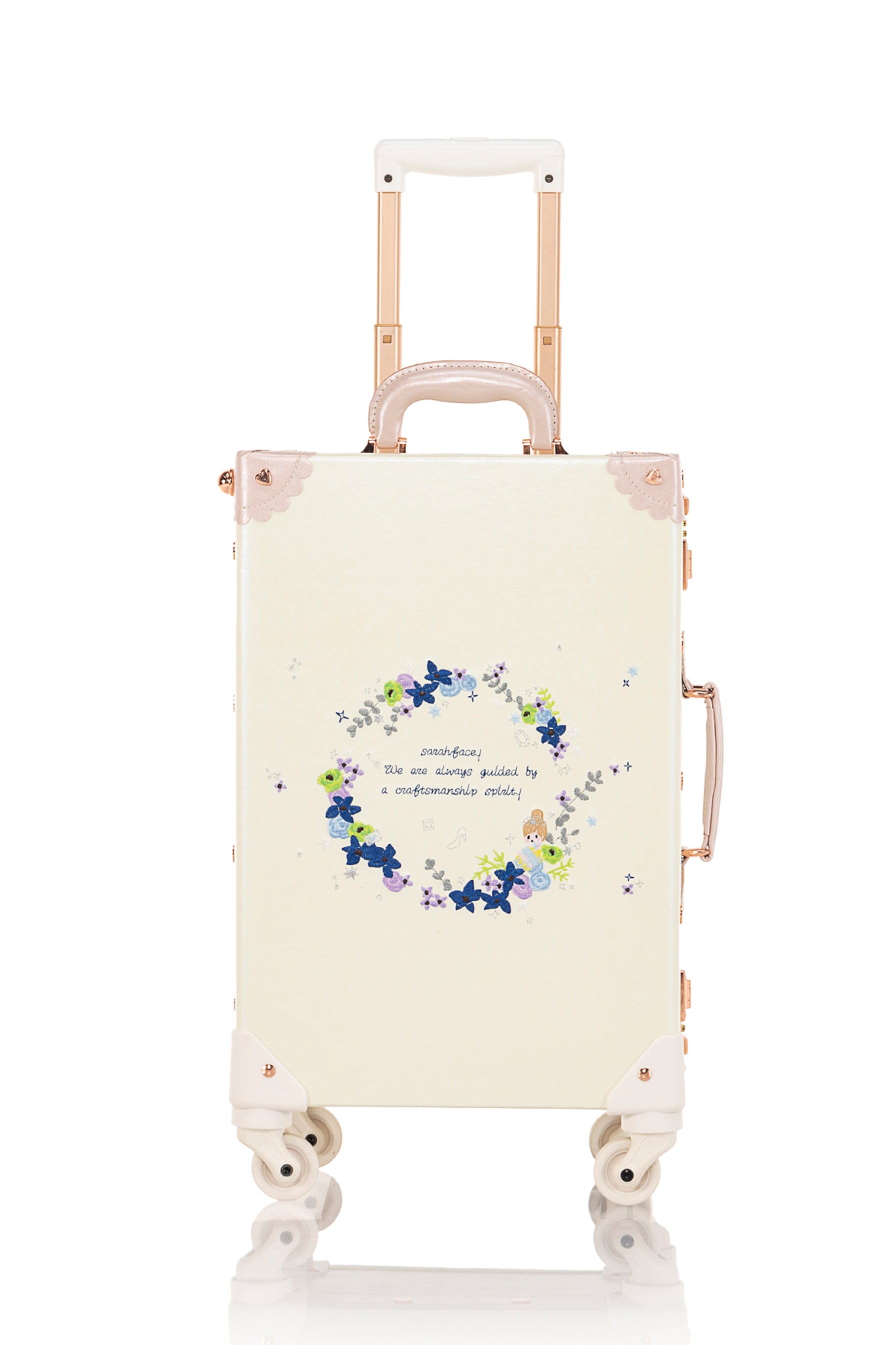 SarahFace Spinner Suitcase - Embroidery Cream White