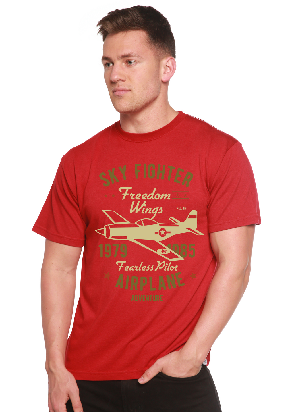 Sky Fighter Spun Bamboo® Men's Bamboo Viscose/Organic Cotton Short Sleeve Graphic T-Shirt