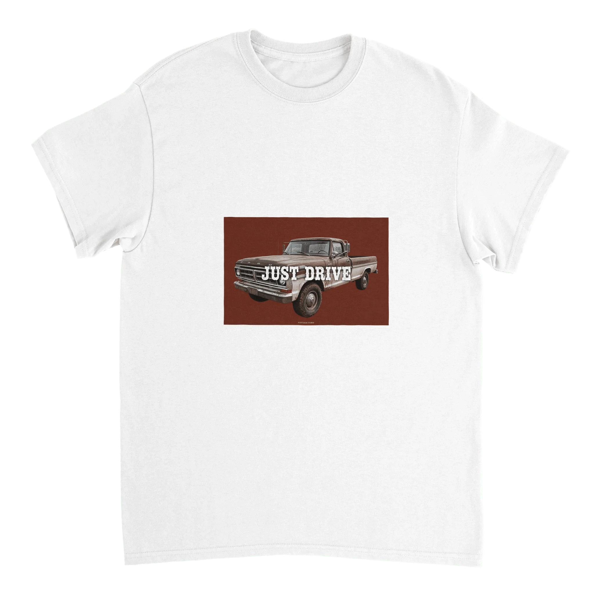 Just Drive ( Old school Ford Truck ) Heavyweight Unisex Crewneck T-shirt | Gildan® 5000 White