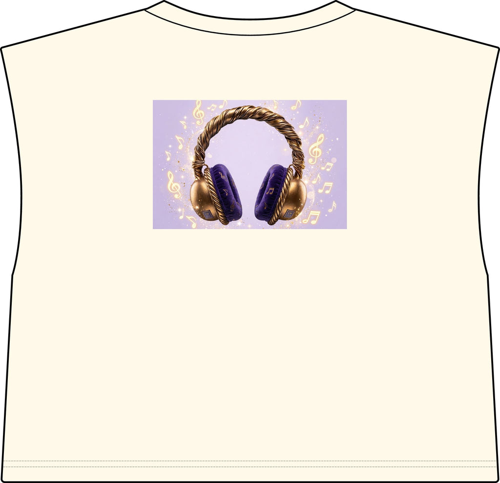 Women’s Muscle Tee — Gold & Purple Headphones Graphic