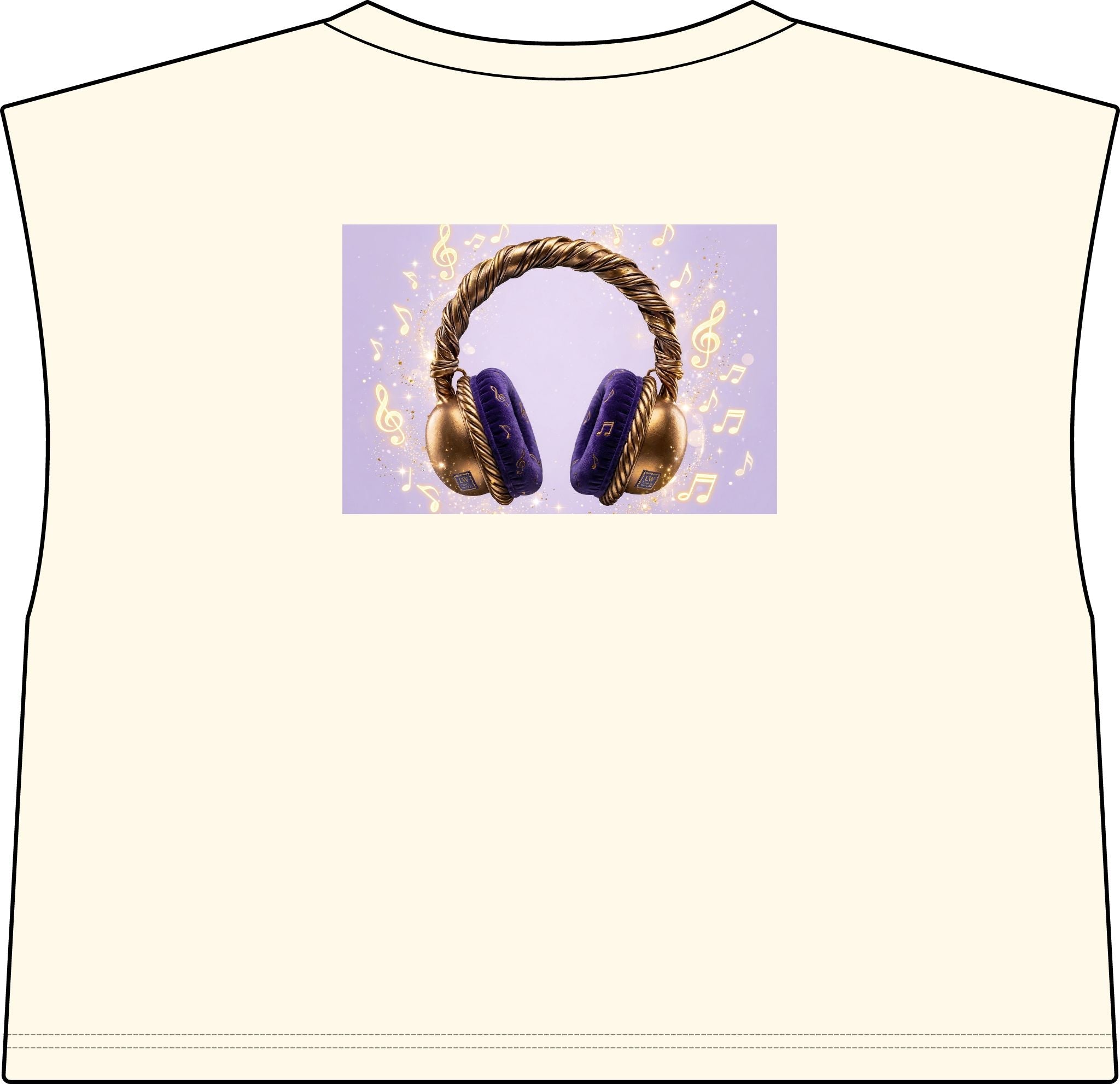 Women’s Muscle Tee — Gold & Purple Headphones Graphic