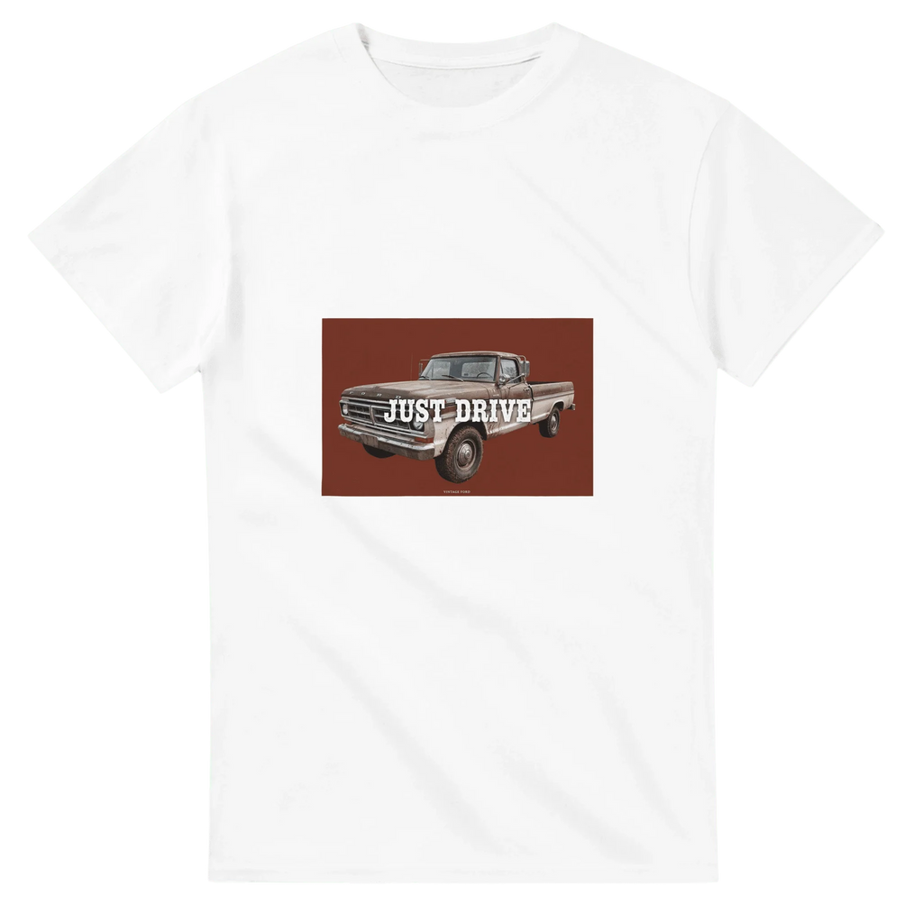 Just Drive ( Old school Ford Truck ) Heavyweight Unisex Crewneck T-shirt | Gildan® 5000 White
