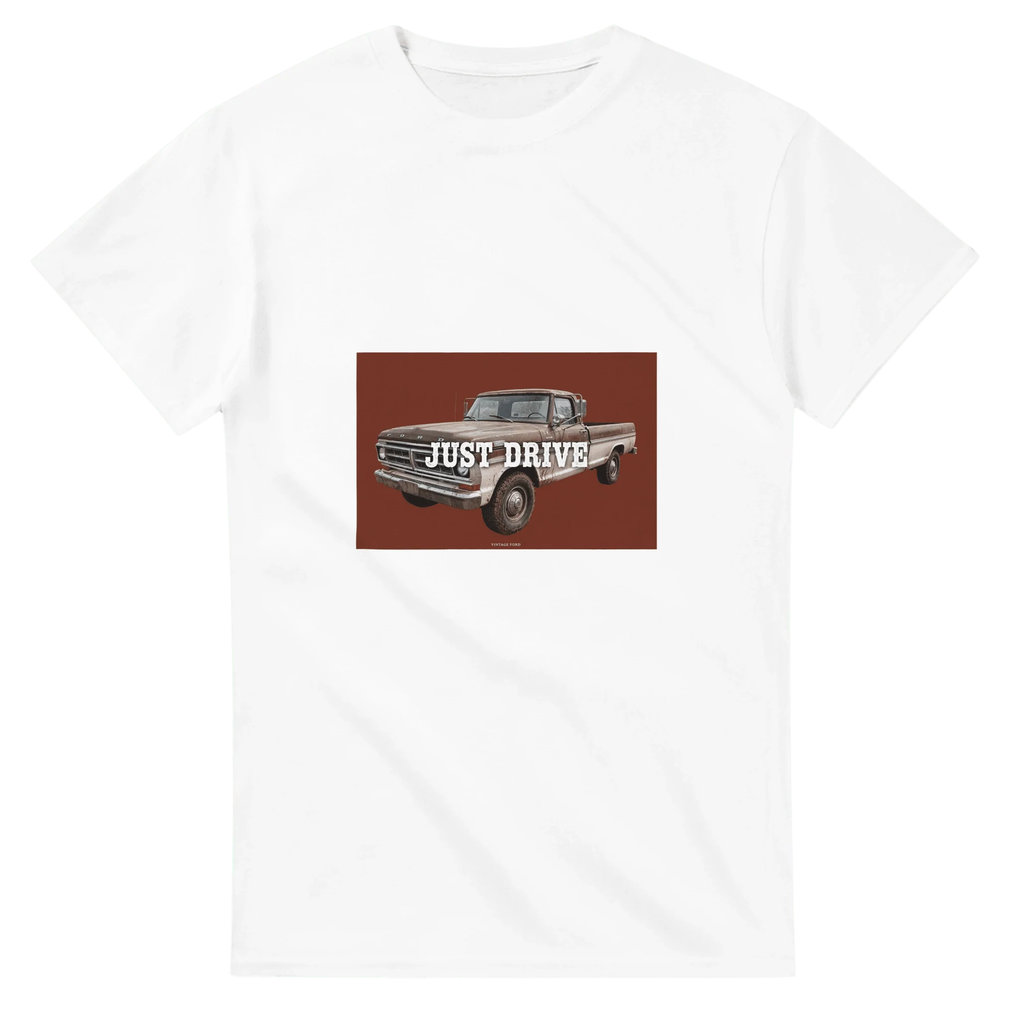 Just Drive ( Old school Ford Truck ) Heavyweight Unisex Crewneck T-shirt | Gildan® 5000 White
