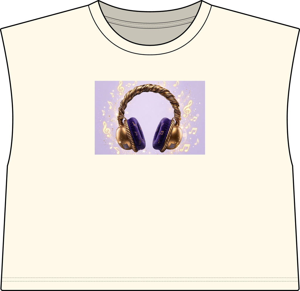 Women’s Muscle Tee — Gold & Purple Headphones Graphic