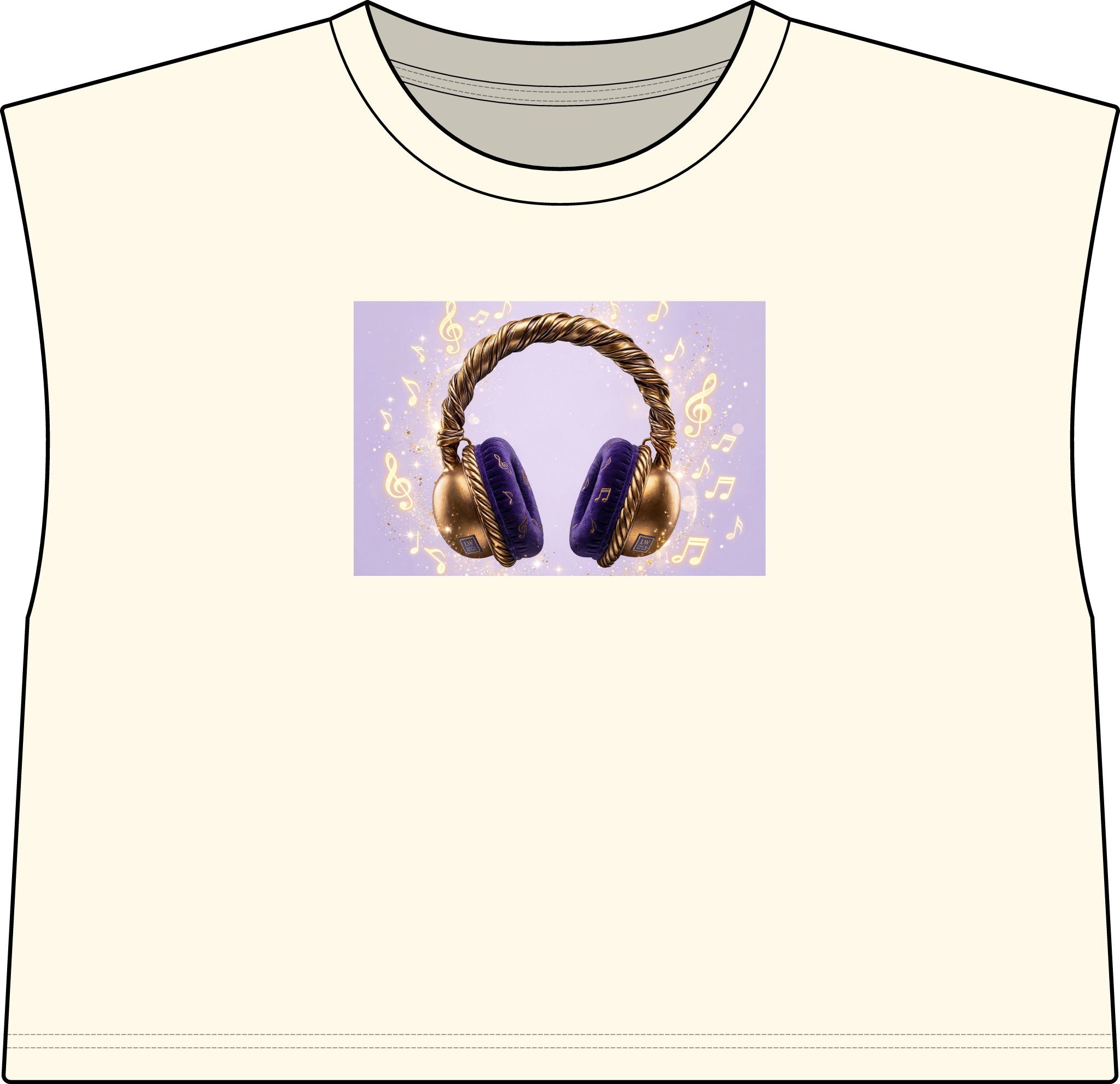 Women’s Muscle Tee — Gold & Purple Headphones Graphic