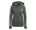 adidas Women's Essentials Fleece 3-Stripes Full-Zip Hoodie - GREEN OXIDE WHITE
