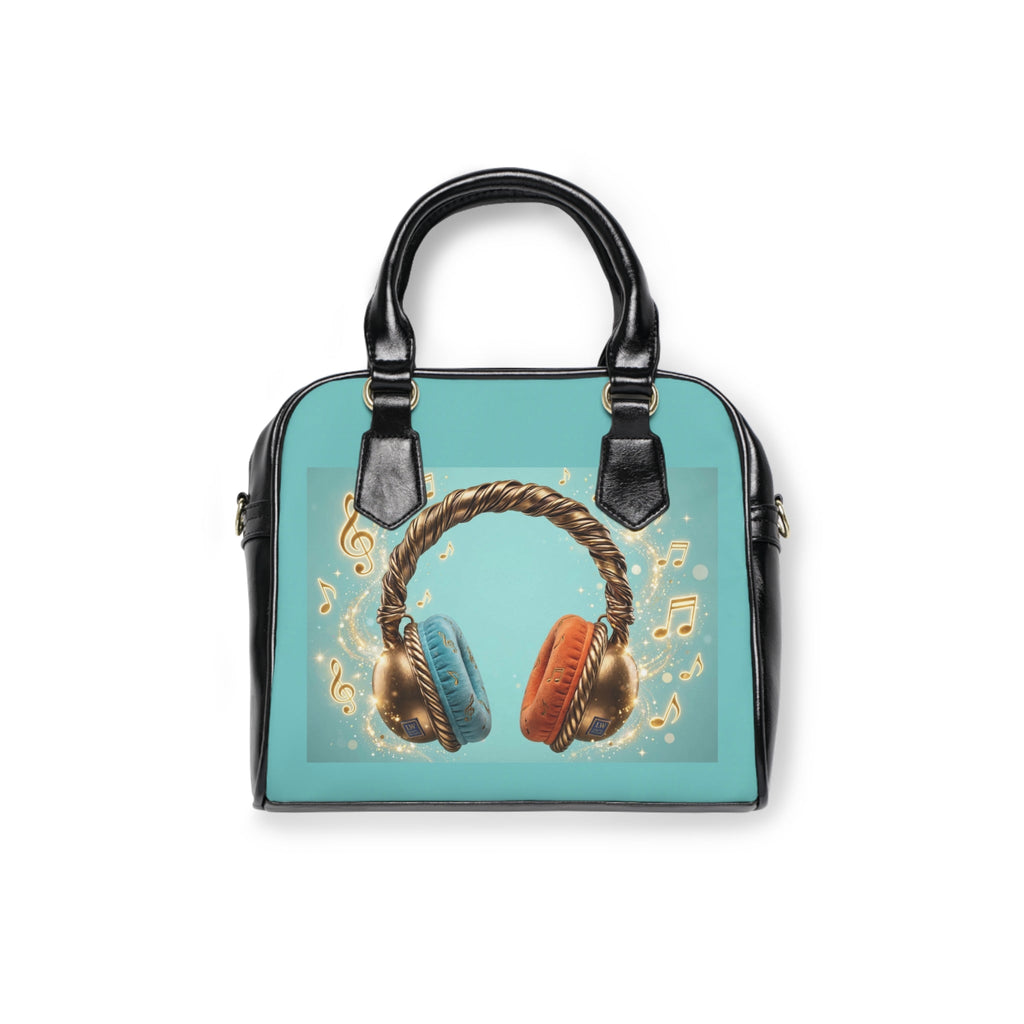 Music Headphones Shoulder Handbag — Retro Teal & Orange Tote for Music Lovers