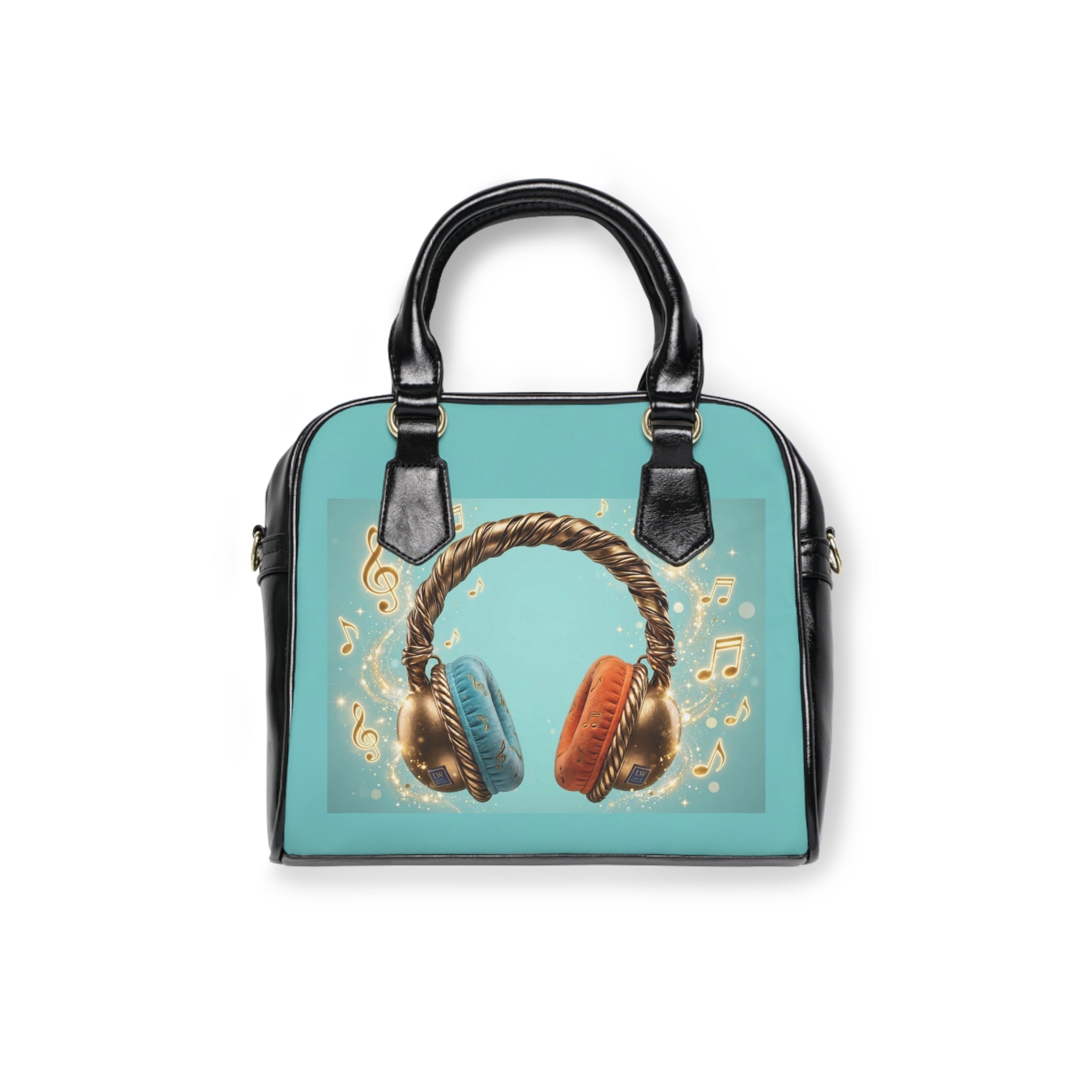 Music Headphones Shoulder Handbag — Retro Teal & Orange Tote for Music Lovers