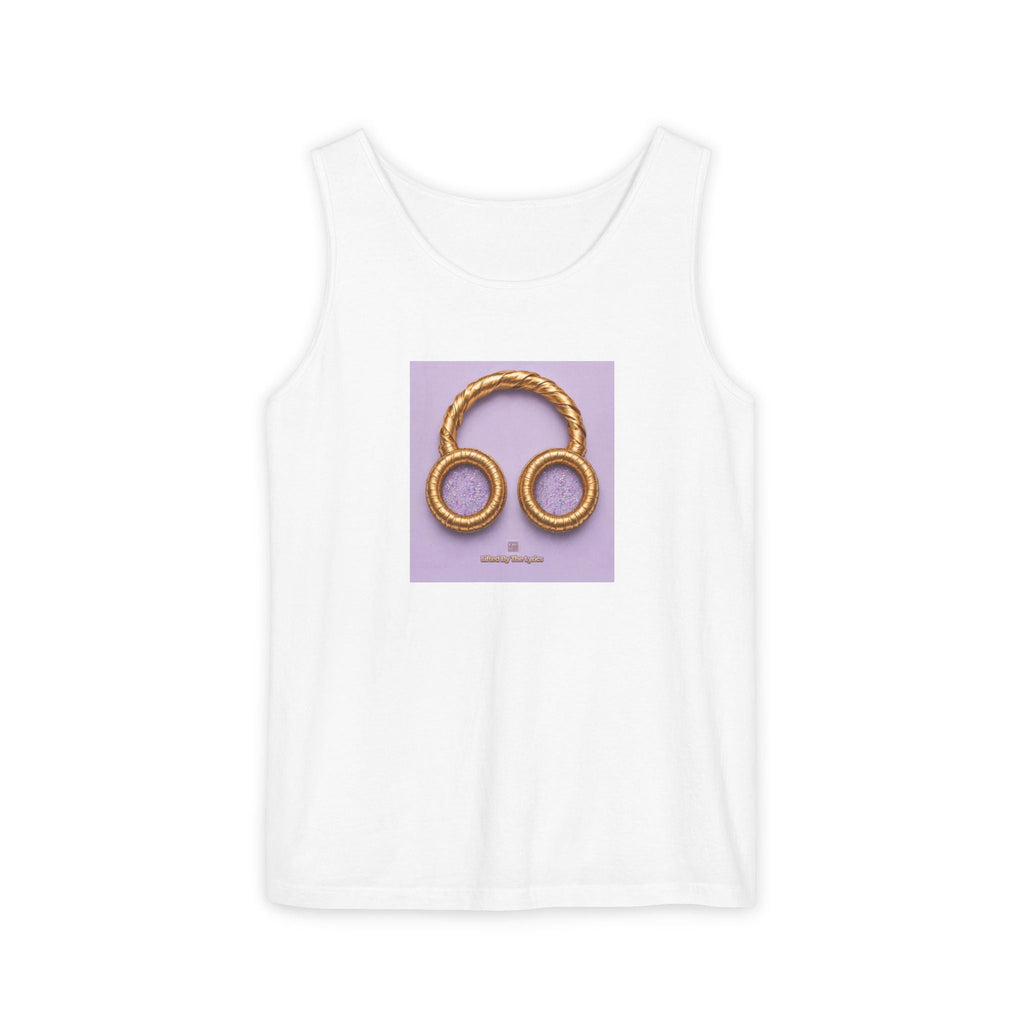 Lavender Designed Pretzel Headphones Tank Top — Funky Foodie Graphic Tank