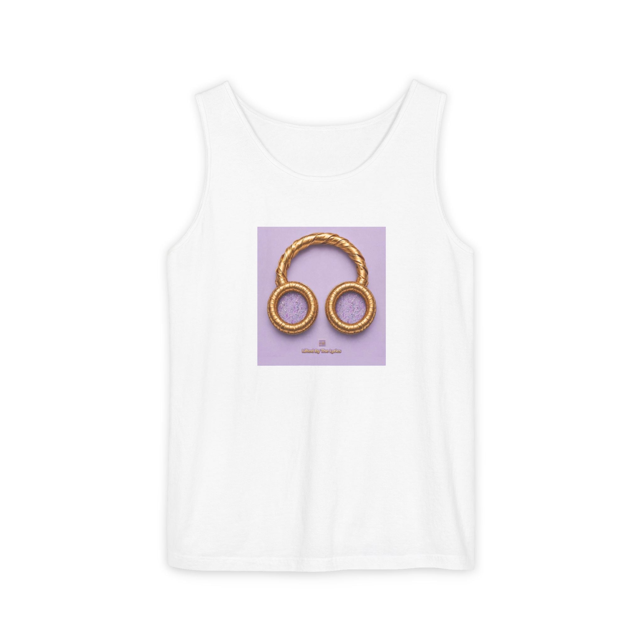 Lavender Designed Pretzel Headphones Tank Top — Funky Foodie Graphic Tank
