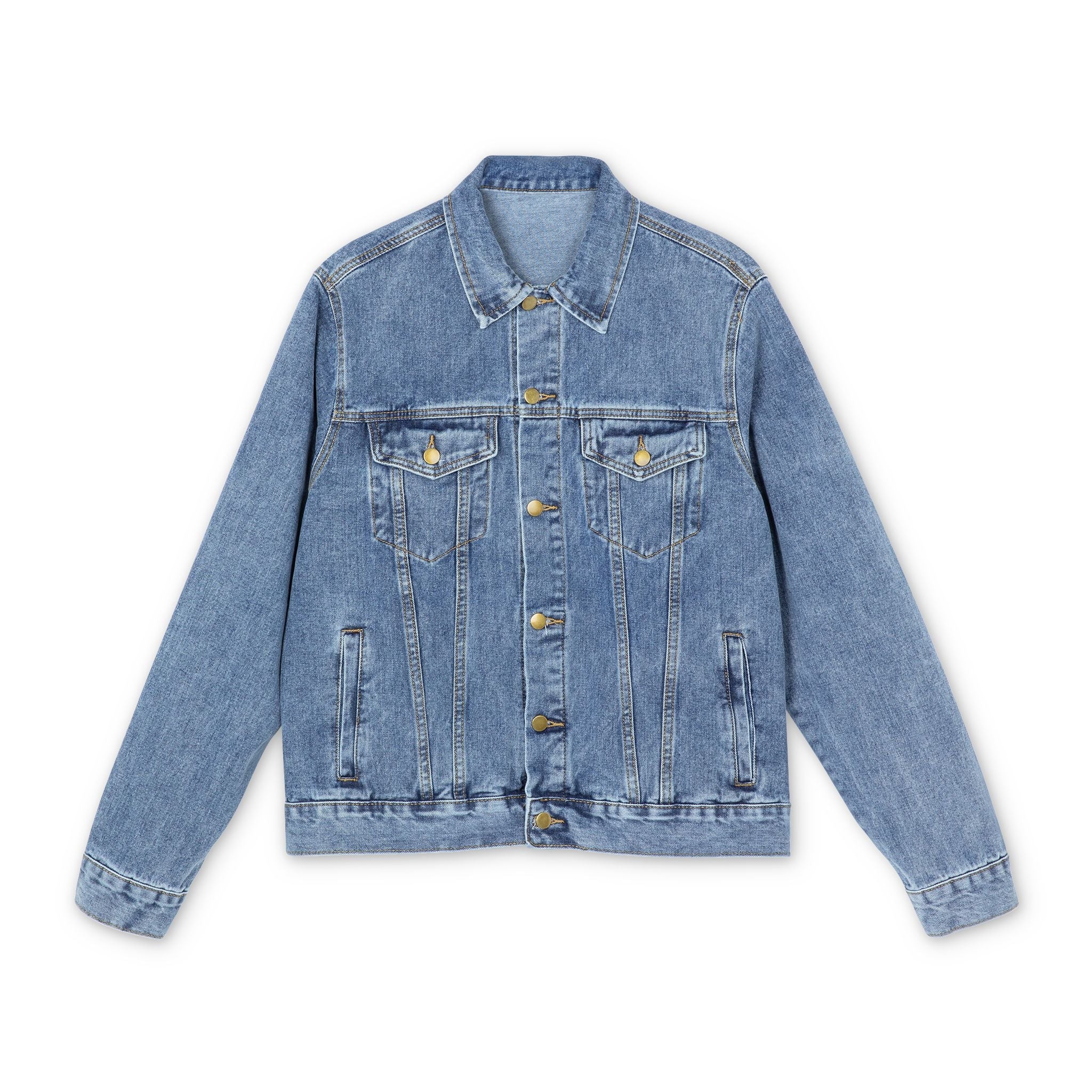 Denim Jacket — Skateboard Gold Back Patch ‘When I’m On My Board I Feel Like Gold’