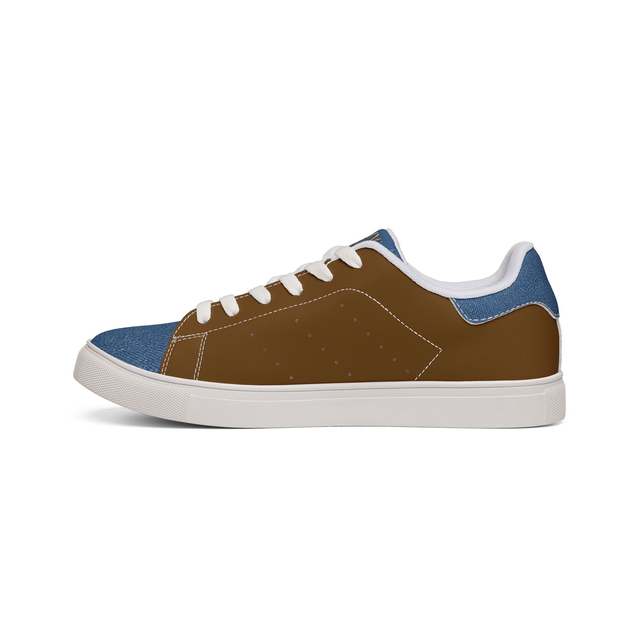 Standing On Buisness Leather Low-Top Sneakers — Brown & Denim Casual Women’s Shoes