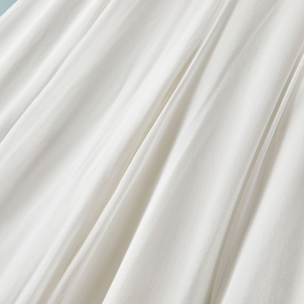 Loose Comfortable Breathable Lightweight Flowy Silk Wide-Leg Pants with Lace Trim at Waistline Casual Trousers