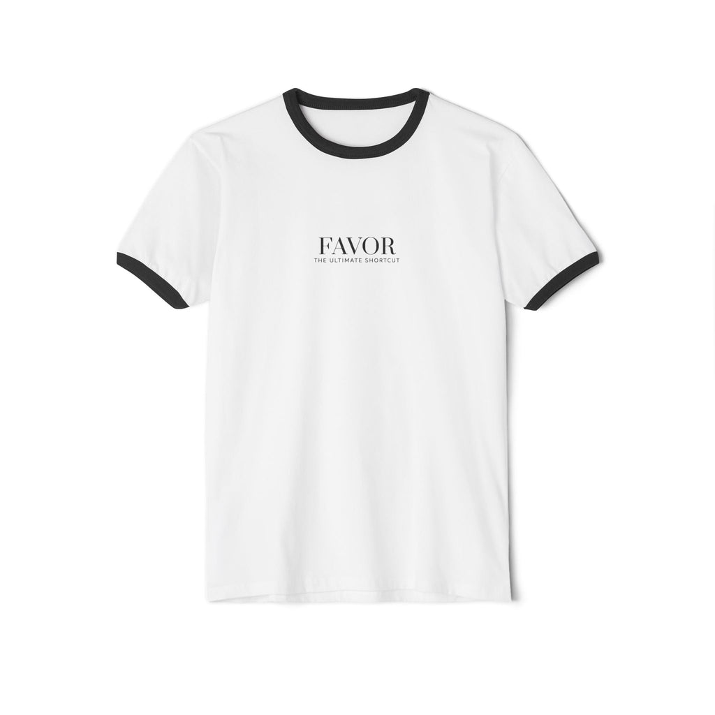 Favor Minimalist Ringer T‑Shirt — Small Center Logo Casual Tee