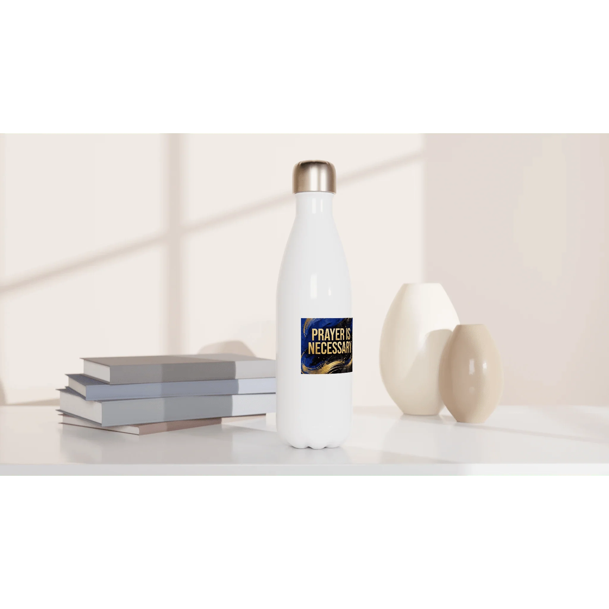 White 12oz Enamel Mug - White 17oz Stainless Steel Water Bottle