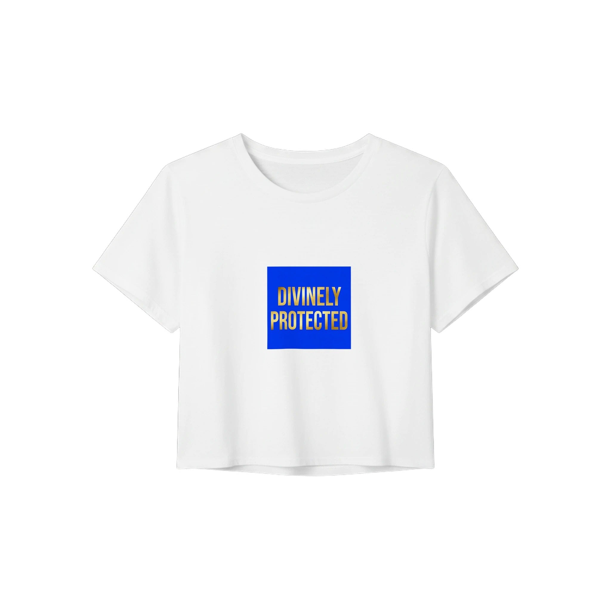 Divinely Protected Gold Foil Women’s Crop Tee | Bella+Canvas 8882 White