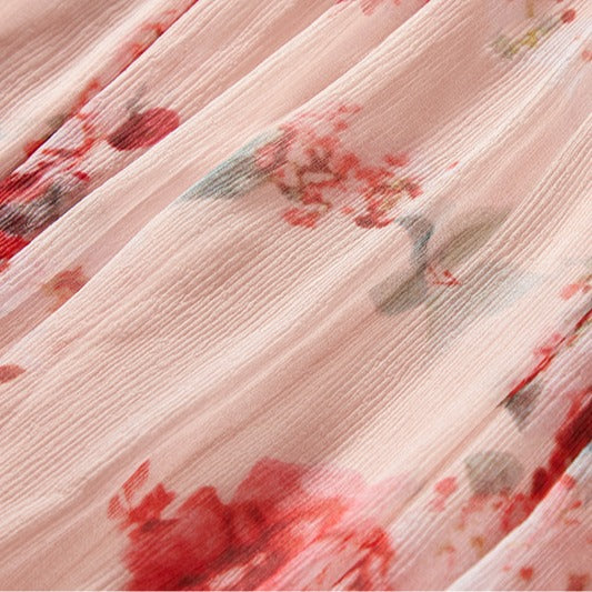 Babier Women's Silk Dress, Fashion Floral Elegant Mulberry Silk Long Dress, Beach Vacation Style