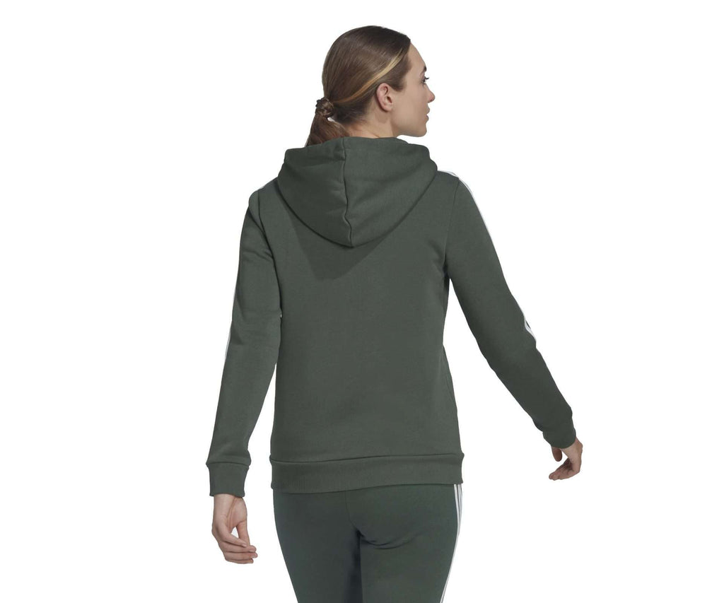 adidas Women's Essentials Fleece 3-Stripes Full-Zip Hoodie - GREEN OXIDE WHITE