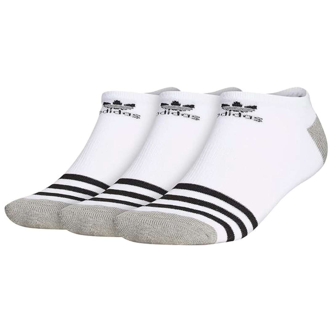 adidas Originals Men's Roller No Show Socks (3-Pair) - White/Black/Heather Grey