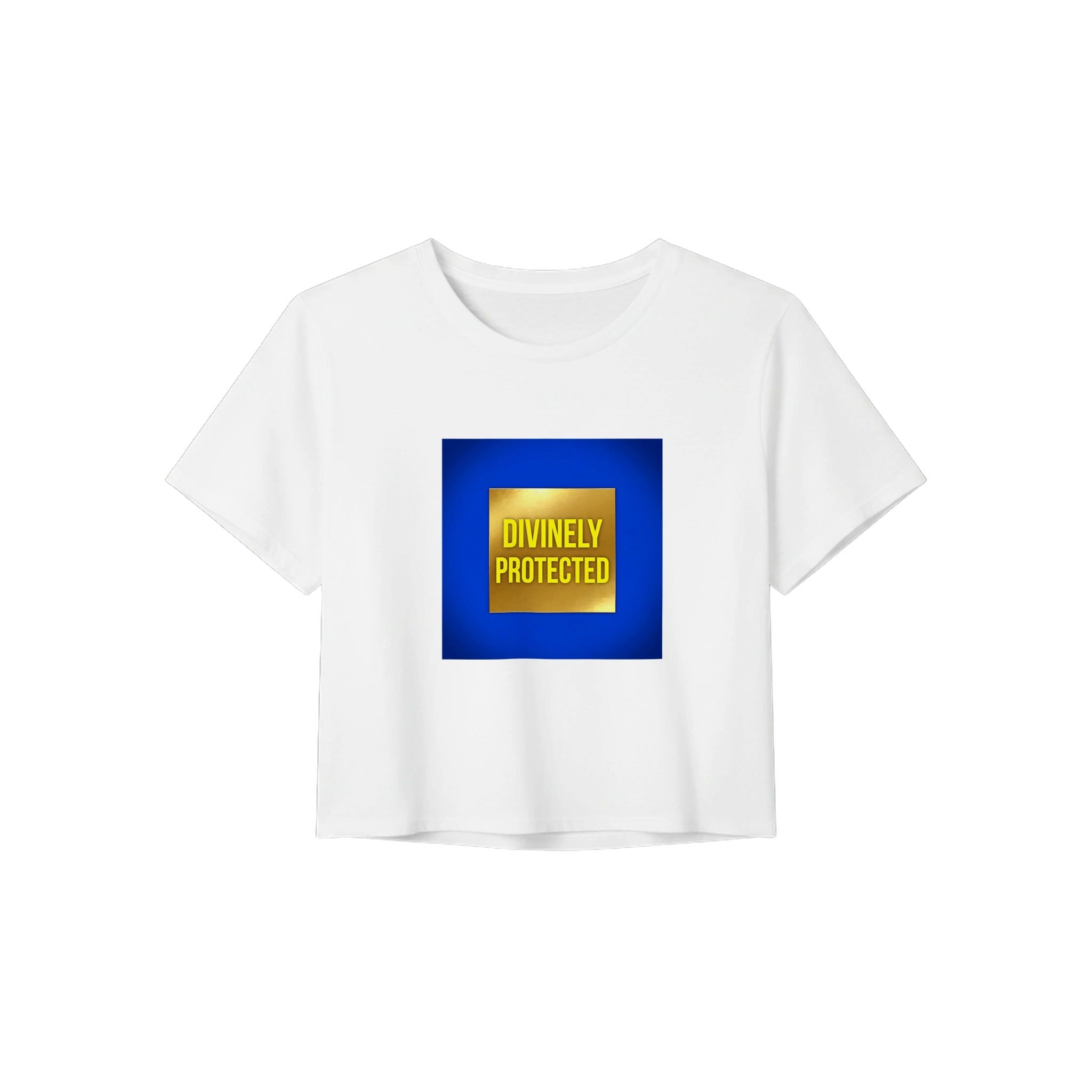 Divinely Protected Women's Crop Tee | Bella+Canvas 8882 White - Embrace Your Strength