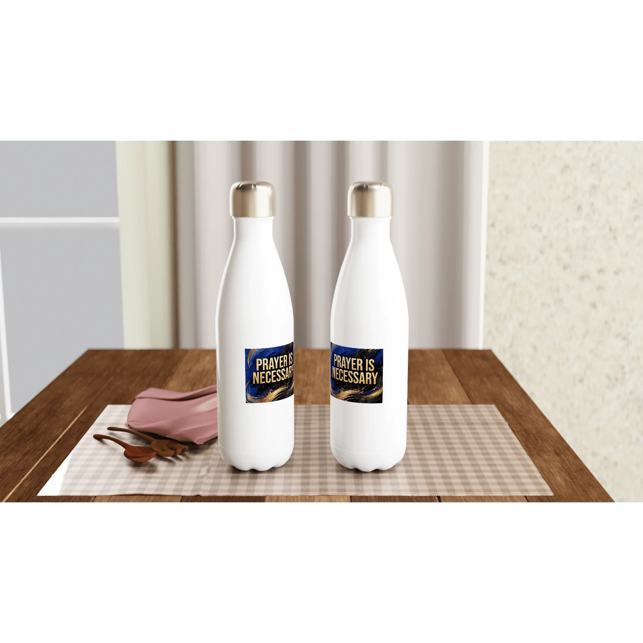White 12oz Enamel Mug - White 17oz Stainless Steel Water Bottle