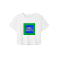 Divinely Protected Women's Crop Tee | Gold Metallic Print on Royal Blue & Green | Bella+Canvas 8882 White