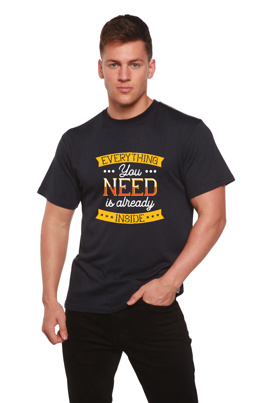 Everything you need Men's Bamboo Viscose/Organic Cotton Short Sleeve Graphic T-Shirt